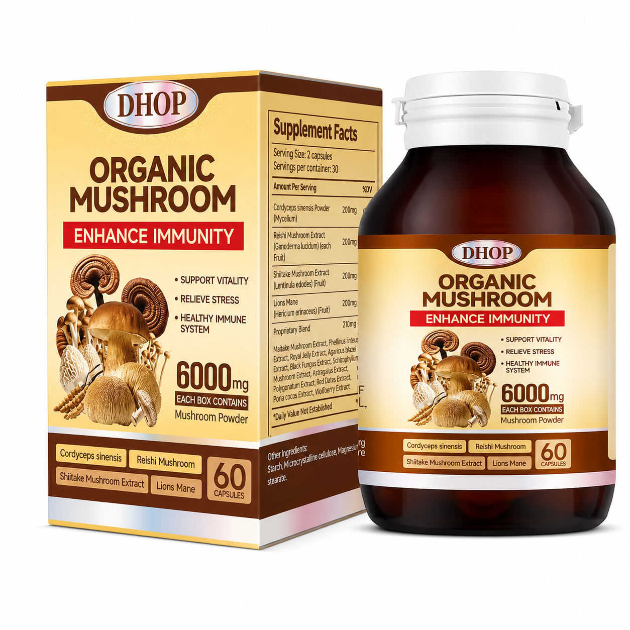 Organic Cordyceps Blend – Immune & Skin Support Formula (60 Count)
